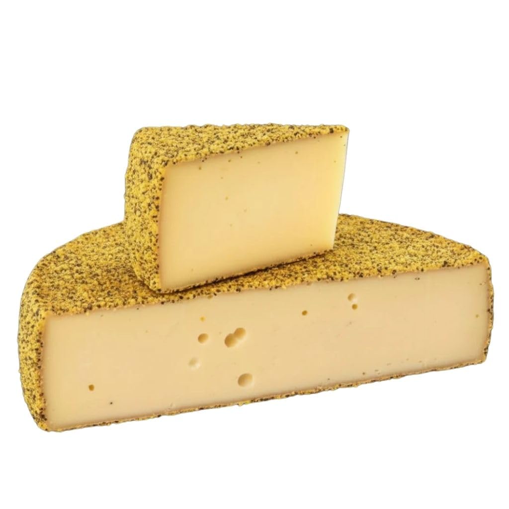Tomme de l'Appenzell Poivre et Citron – Fromage Suisse d'Exception – Portion de 1kg – Lait de Vache – Saveurs Épicées et Acidulées – Idéal pour l'Apéritif et la Cuisine Créative