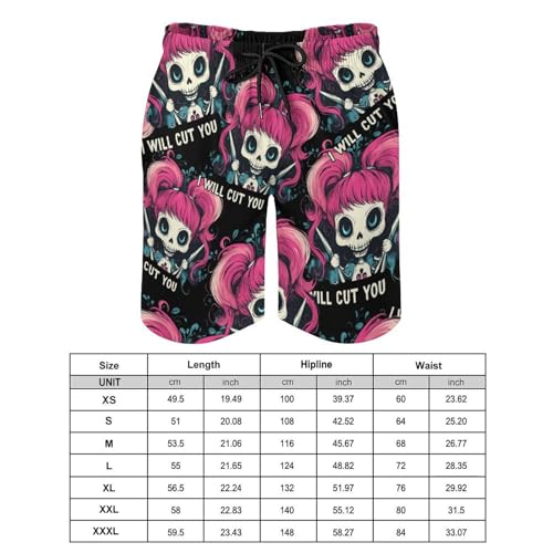 Skull Barber I Will Cut You Men's Swim Trunks Board Shorts Beachshorts Swimsuits with Pockets Mesh Liner2