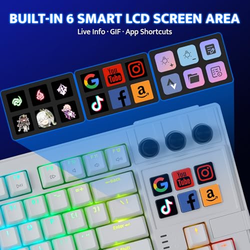 Image of darkFlash K87PRO TKL Mechanical Keyboard with 6 LCD Stream Control Keys & 3 Media Knobs - Gasket Mount, Hot-Swappable RGB Gaming & Streaming Macro Keyboard for PC & Mac (White)