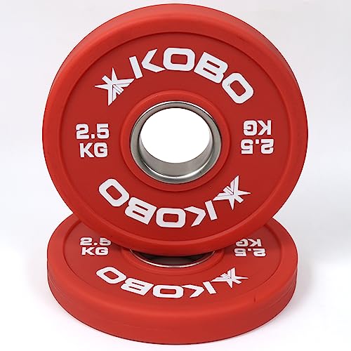 Kobo Urethane Olympic Fractional Plates/Fractional Weight Plates 2 inch Steel Ring Olympic Weightlifting Crossfit Gym Eco-Friendly Competition CPU Plate for Incremental Weights 2.5Kg x 2 = 5 Kg)