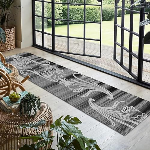 Alfombra pasillo gris de 70x200cm lavable con base de alta adherencia 6