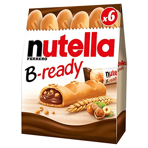 nutella B-ready – Knusprige Waffel mit cremiger Füllungund Weizencrisps – Außen knusprig, innen cremig – Leckerer Snack für unterwegs und zwischendurch – 1 Packung mit 6 Stück (132 g)
