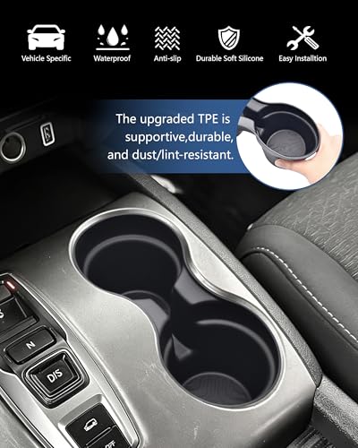 Image of Cup Holder Inserts for Honda Pilot 2016-2022| Ridgeline 2017-2023| Passport 2019-2023 Accessories, Non-Slip TPE Center Console Protector to Prevent Spills & Scratches