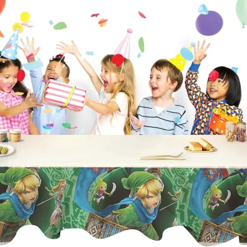 Image of 2Pcs Zeldas Tablecloth Disposable Tablecover Birthday Party Supplies and Decorations for Kid Boy Baby Shower Rectangle Tables 70 inchX42 inch,2 Pack