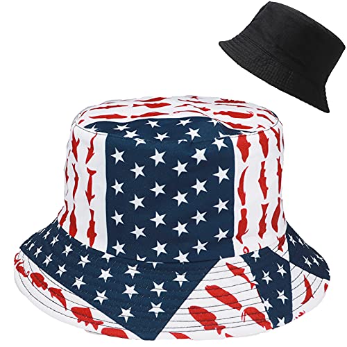 Taidor Bobs Chapeau de Soleil Usure Double Face Réversible pour Femme Étoiles et Rayures Cover