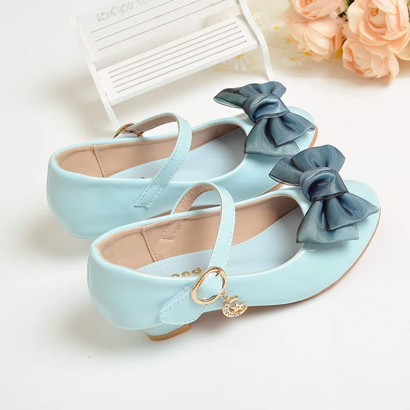 Girls Mary Jane Low Heel Dress Shoes Bows Flower Wedding School Uniform Part𝐲 Toddler Little Kid Pump Shoes3