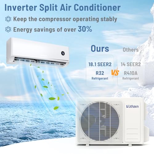 Image of 24000 BTU Mini Split Air Conditioner & Heater | 208 /230V 18.1 SEER2 Wifi Enabled Inverter Ductless AC & 2 Ton Heat Pump System, Works with Alexa, Cools Up to 1200 Sq. Ft