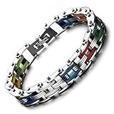 Rainbow Steel Chain Bike Gear Bracelet - LGBT Gay and Lesbian Pride Jewelry - Gay Pride Bracelets, Gay Pride Flag (Rainbow)