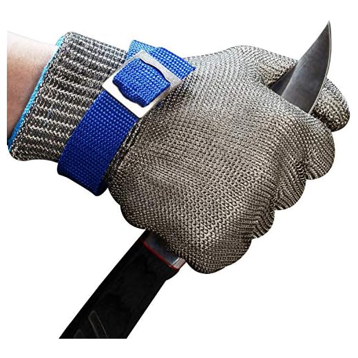 MAFORES Cut Resistant Glove-Stainless Steel Wire Metal Mesh Butcher Safety Work Glove for Meat Cutting, Fishing