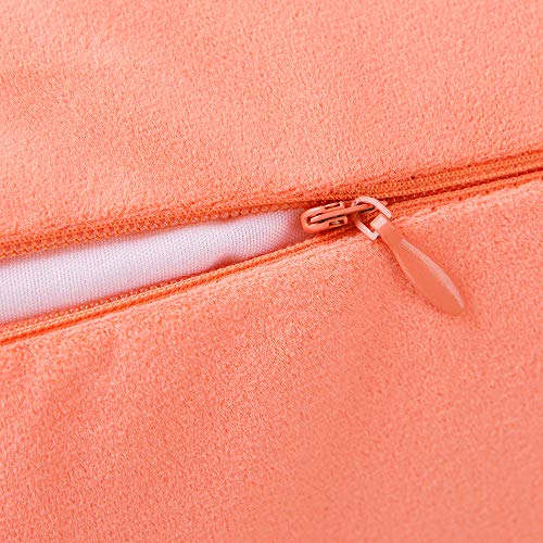 Image of Set of 2 Comfortable Throw Pillow Cover for Bedding, Decorative Accent Cushion Sham Case for Couch Sofa, Soft Solid Velvet with Zipper Hidden - 20 inchx20 inch, Living Coral