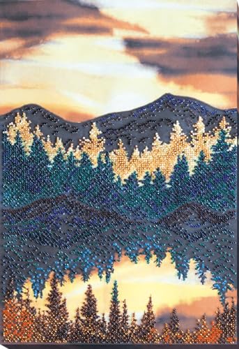 Image of Wizardi Bead Embroidery Kit - At a Lake. Colorful Beads, Beading Needles. DIY Kit. Embroidery for Beginners. Home Decor. AB-845 Abris Art