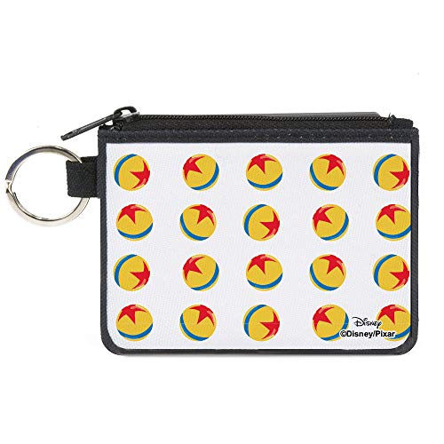 Buckle-Down Disney Wallet, Coin Purse, Disney Pixar Luxo Ball Monogram White Yellow Blue Red, Canvas