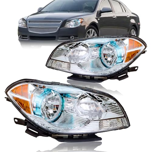 OLDANI Headlight Assembly compatible with Chevy Malibu 2008-2012 (Not for 2008 Malibu Classic Model) Driver & Passenger Side Halogen Headlamp Replace# 25984637 25984638 1 Pair