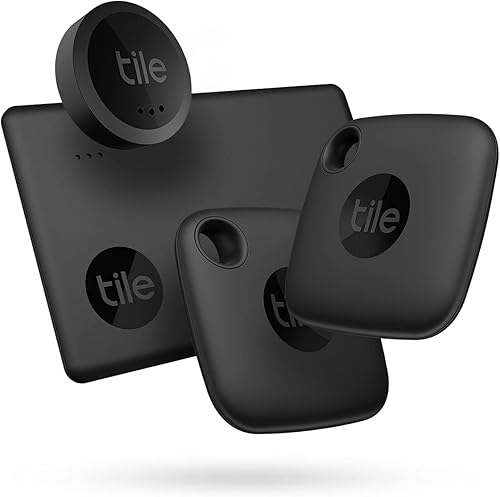 Tile Mate Essentials (2022) Paquete de 4 unidades (2 Mate, 1 Slim, 1 calcomanía), rastreador Bluetooth y localizador de artículos para llaves,