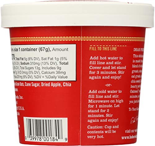 Bob's Red Mill Gluten-Free Apple Cinnamon Oatmeal, 2.36 Ounce, Pack of 12 - image 2