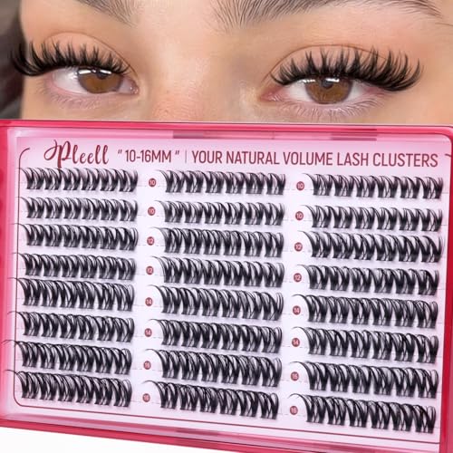 Flaunt Lash Clusters Wispy Eyelash Clusters 10-16mm Volume Cluster Eyelash Extensions Faux Mink D Curl Lashes Clusters Spider Individual Lashes Extensions with Wide Band by Pleell