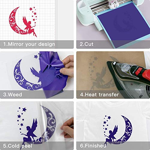Tilon 22 Sheets Heat Transfer Vinyl Bundle 12"×10" Iron On Vinyl For T-Shirts Or Valentine's Diy Crafts Design, 19 Vibrant Assorted Colors Htv Vinyl For Cricut/Silhouette Cameo Or Heat Press #TOP4