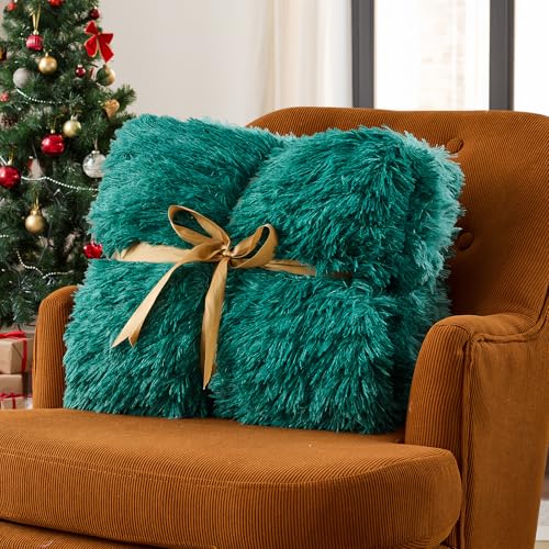 Image of yescool Weighted Blanket for Adults (15 lbs, 60 inch x 80 inch, Kelly Green) Heavy Blanket for Sleeping Perfect for 140-160 lbs, Queen Size Faux Fur Blanket with Premium Glass Bead, Machine Washable