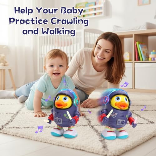 Umikk Baby Ente Musik Kinderspielzeug, Ente Baby Spielzeug 6 10 12 Monate mit Musik und Lichte, Elektrisches tanzendes Enten-Spielzeug, Interaktive Tanzende Musikente für Kindergeburtstagsgeschenke