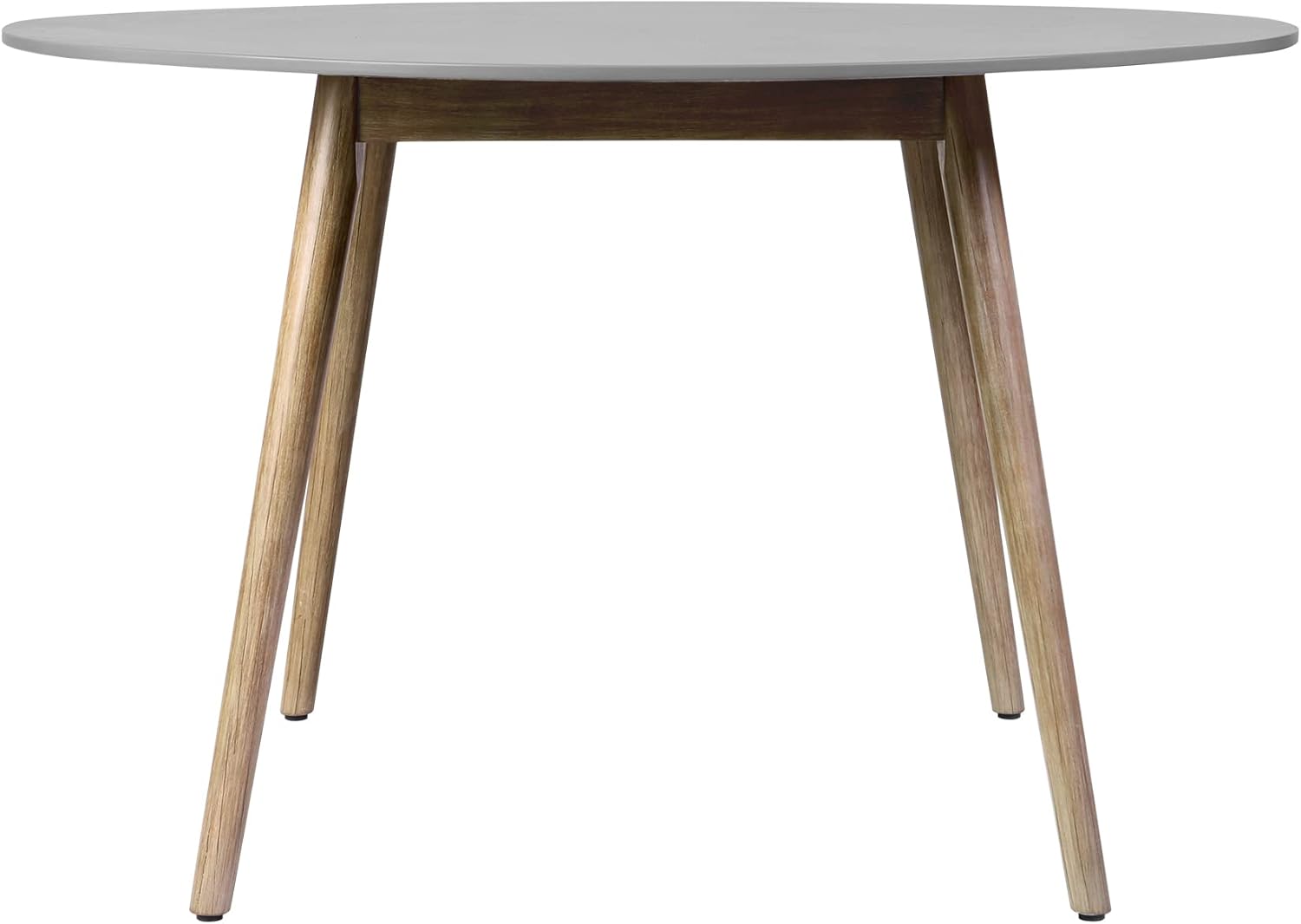 Armen Living Sydney Outdoor Patio Round Dining Table in Light Eucalyptus and Grey Stone