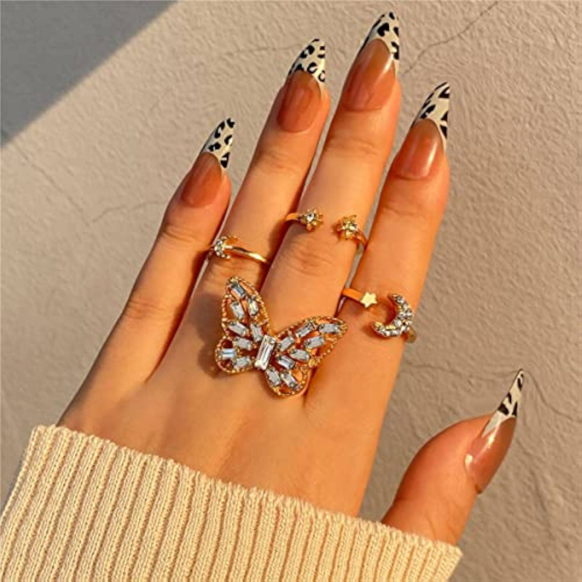 Vintage Floral Silver Plushy Rings Set