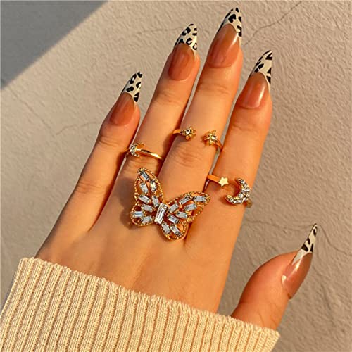 Vintage Floral Silver Plushy Rings Set