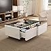 EUREKA ERGONOMIC Smart Coffee Table with Built in Fridge, Living Room Table with 15W Wireless Charging & Bluetooth Speakers, Smart Table with Ice Water Interface & Outlet Protection 135L White