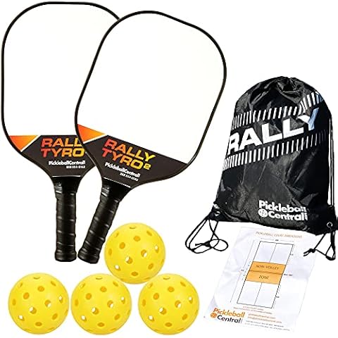 Rally Tyro 2 Composite Pickleball Paddle Set for 2 Players (2 Paddles + 4 Pickleballs + Drawstring Bag + Rules/Strategy Guide) Cover