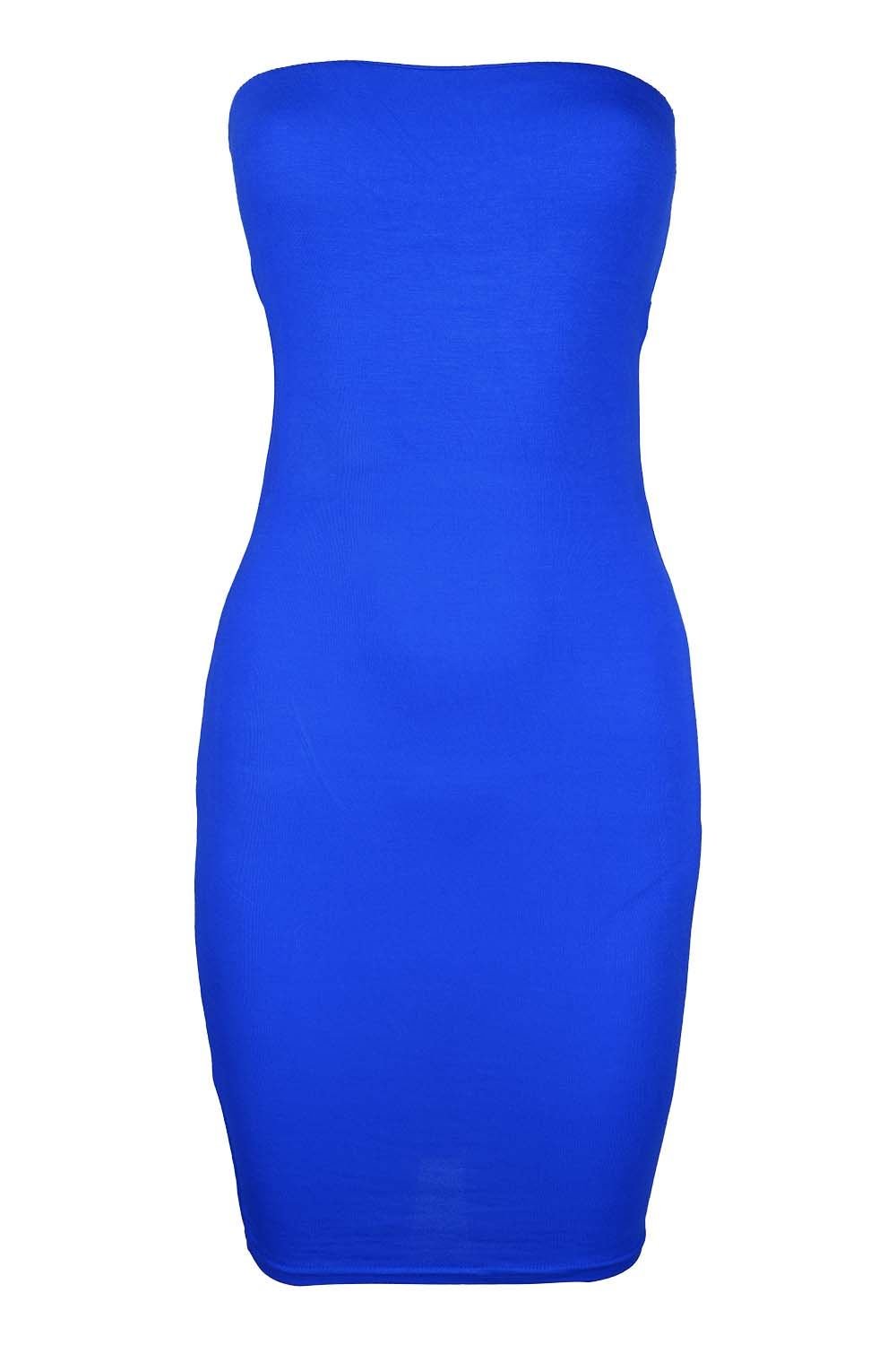 Robe courte moulante bleu roi bustier sans manches grande taille - 3