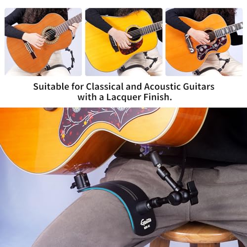 Image of GUITTO Guitar Balance Support - Classical Guitar Support Foot Stool, Ergonomic Design, Quick Adjustment (Lock) Angle, Suitable for Acoustic Guitars with a Smooth Paint(Lacquer) Finish GGR-01