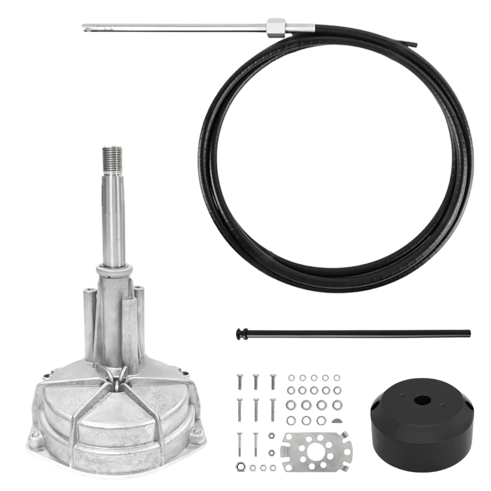 POWEROB TEC Boat Steering System,Outboard Steering Kit with 3/4" Standard Tapered Shaft,15 Ft Steering Cable for Yachts, Fishing Boats and Other