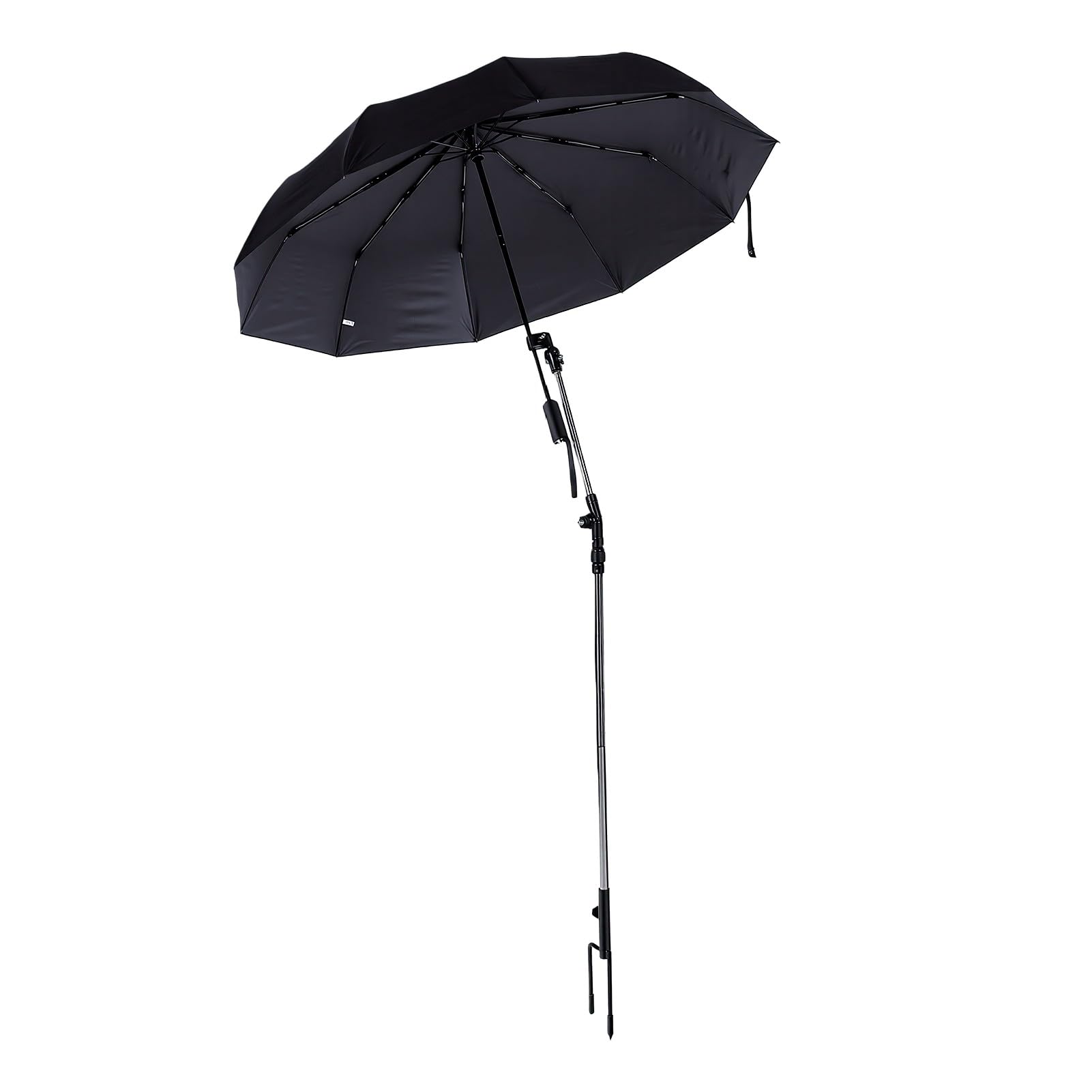 Parasol Plażowy, Ochrona Przeciwsłoneczna 190T UPF 50 z 10 żebrami z Włókna Szklanego, Regulowany Drążek o 180 Stopniach, Odłączany Zacisk i Kolce Uziemiające do Wędkowania na Trawniku na Plaży
