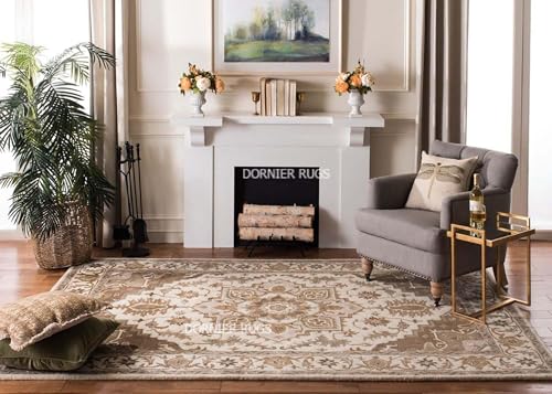 Image of 7x9 Ft Hand-Tufted Wool Rug - Classic Thick Carpet for Cozy Living Rooms & Master Bedrooms