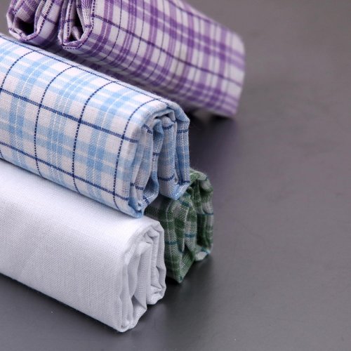 Y&G Patterned Hankie For Wedding Multi-Color Hanky 15" Yeb0104 100% Cotton White,Sky Blue,Medium Purple,Yellow Green #TOP3