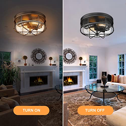 Rosient Light Fixtures Ceiling Mount, Flush Mount Ceiling Light With Seeded Glass For Bedroom Bathroom Kitchen Porch Hallway Hall,Ros91A-Bk #TOP5