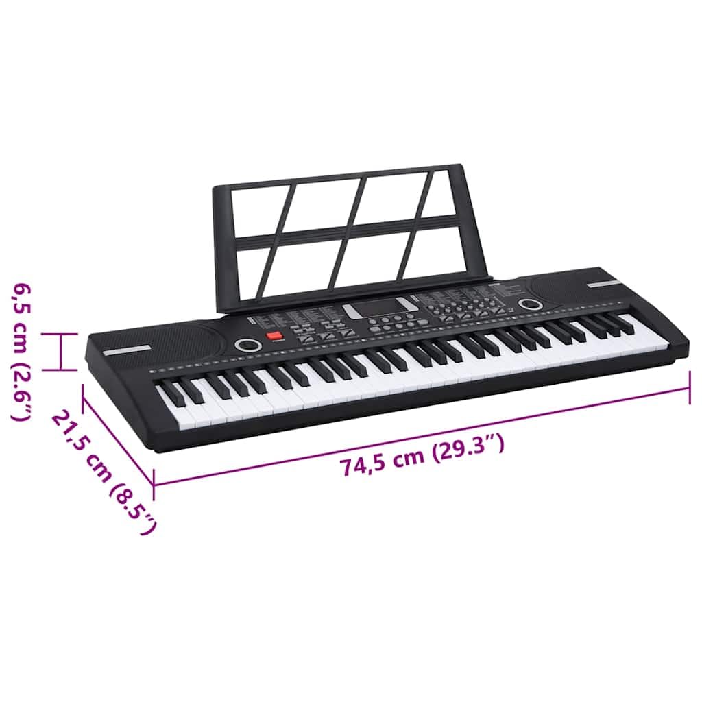 Elektrisches Keyboard mit 61 Tasten, Notenständer, Mikrofon, USB- und Batteriebetrieb, 10 Demo-Songs, 100 Rhythmen, 100 Klänge, 5 Percussion für Kinder, Anfänger, Musikschule, Zuhause, Bühne