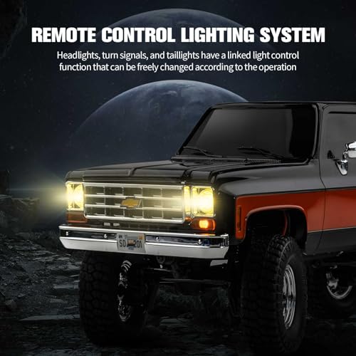 Image of FCX18S FMS 1 /18 Chevrolet K10 S RC Truck, Officially Licensed 4WD RC Crawler 2 Speeds Switch with LED Lights, Off-Road RC Model for Adults (Black)