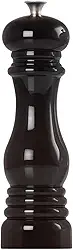 Moedor Manual de Pimenta, Sal e Especiarias, Madeira e Cerâmica, para Cozinha, Design Moderno, Ajustável, Multiuso - 6 x 3 x 17,3 cm (Preto)