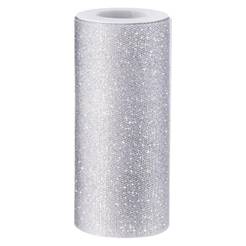 Outus Glitter Tulle Ribbon Roll, Silver Cover