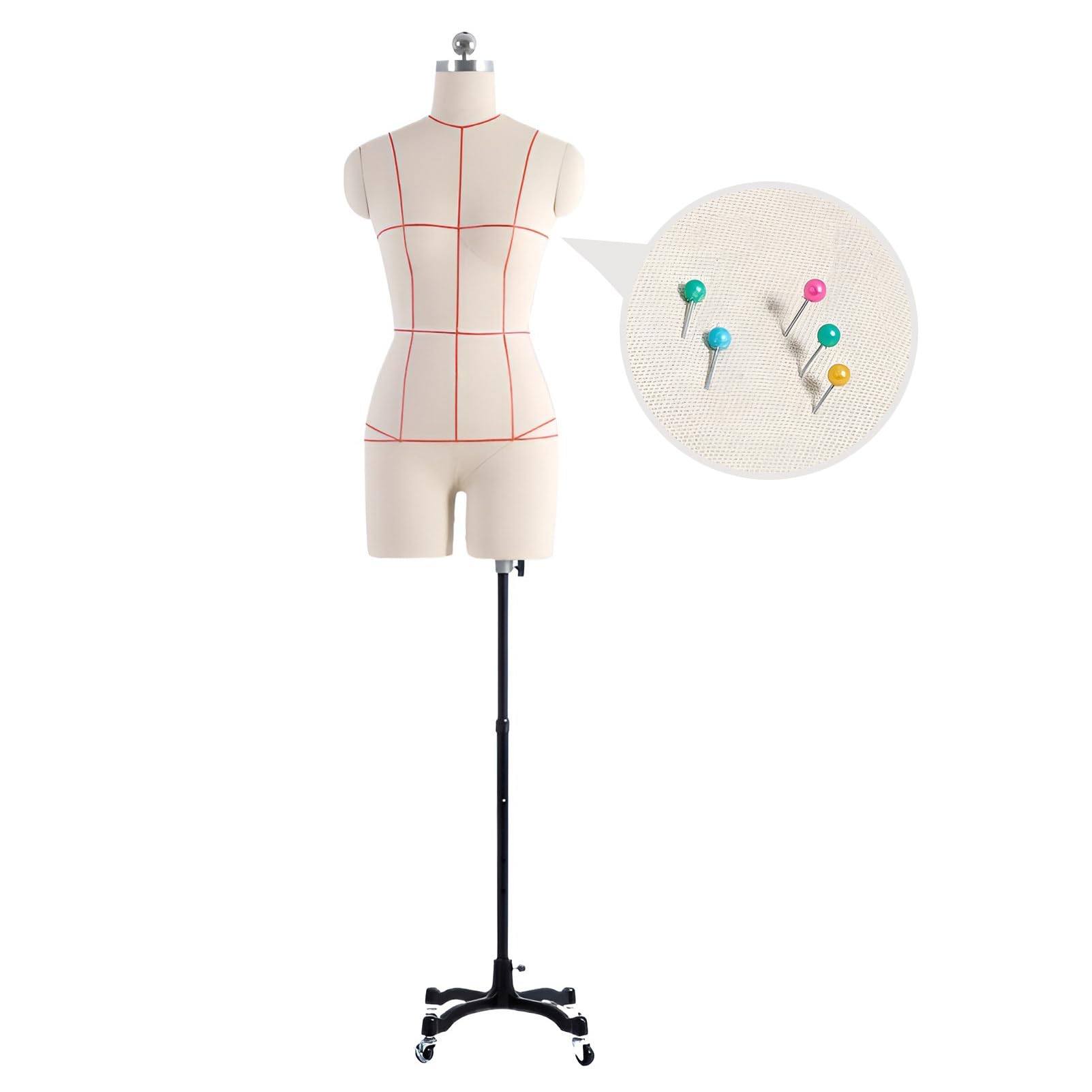 ITOSUI XXL Female Mannequin Dress Form with Wheels - Pinnable Torso for Tailoring, Draping & Fashion Display, Perfect for Sewing Enthusiasts & Designers
