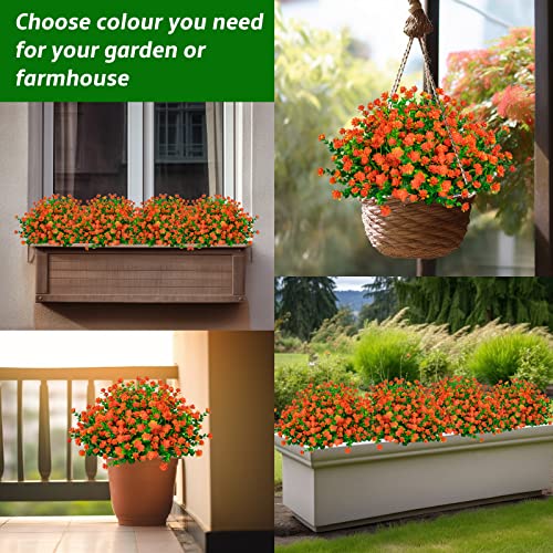 Lnoicy 20 Bundles Artificial Flowers For Outdoor Uv Resistant Fake Plants, Faux Flowers For Indoor Outside Plastic Greenery Shrubs For Garden Porch Window Box Home Farmhouse Décor (Orange) #TOP5
