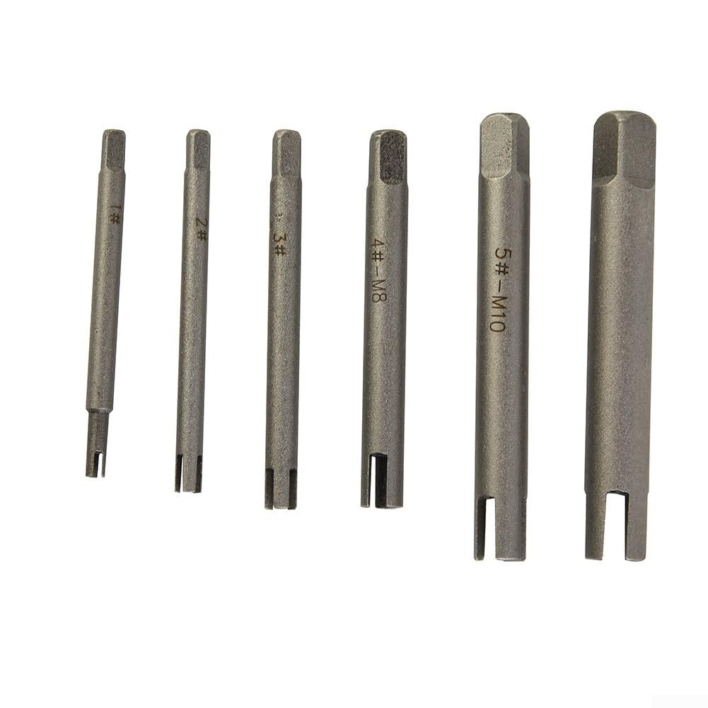 6 strumenti per la rimozione di viti a testa rotta, estrattore per rubinetto, in acciaio legato per rimuovere viti danneggiate spogliate, M5, M6, M8, M10, per M12