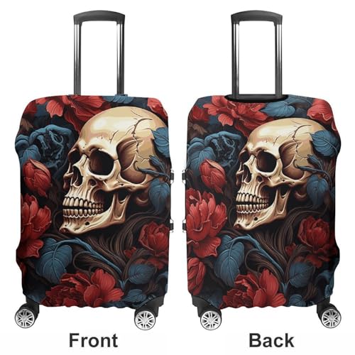 Skull Image Poster Luggage Cover, Washable Elastic Suitcase Cover Protector Fit 18-32 Inch Luggage3