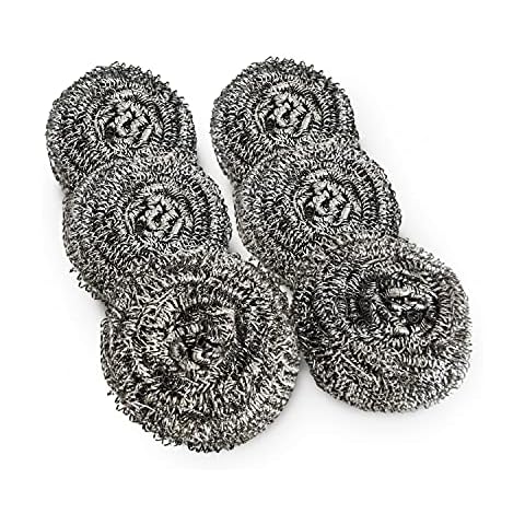 6 Pack Stainless Steel Scourers - Sponge Scrubbers Metal Steel Wool Scouring Pad - Stainless Steel Cleaner Cleaning Sponges Metal Scourer Wire Wool Sponge Scourer Cover