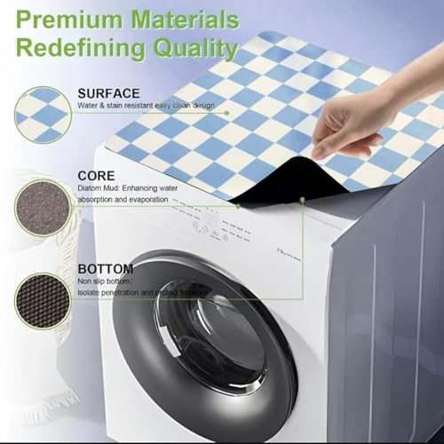 Image of Homecloud Non-Slip Washing Machine Mat - Durable Waterproof Protective Cover for Washer & Dryer, Dust-Resistant Mat Ideal for Laundry Room & Kitchen Appliances (Light Blue)