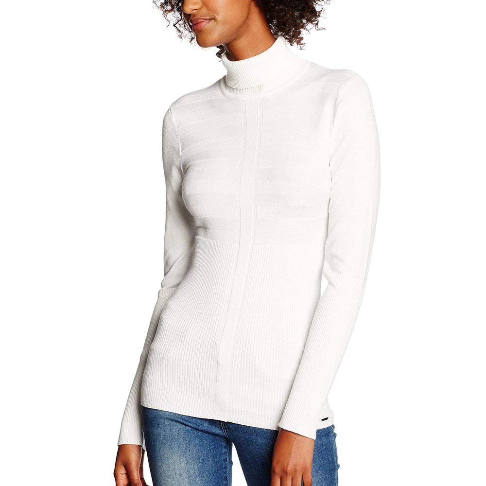 Morgan Long-Sleeved Turtleneck Jumper, White, UK 4