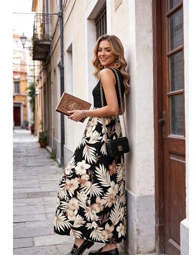 Image of Bluetime Women's Summer Boho Sleeveless Floral Print Tank Long Maxi Dress (S-3XL)