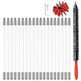 Chimney Sweep Kit Drill-Powered with Flexible Rods & Lint Brush – Rotary Cleaning Kit with 18 Flexible Rods, for Dryer Vent, Fireplace Flue, High-Temperature Resistant DIY Brush Set (Red-18)