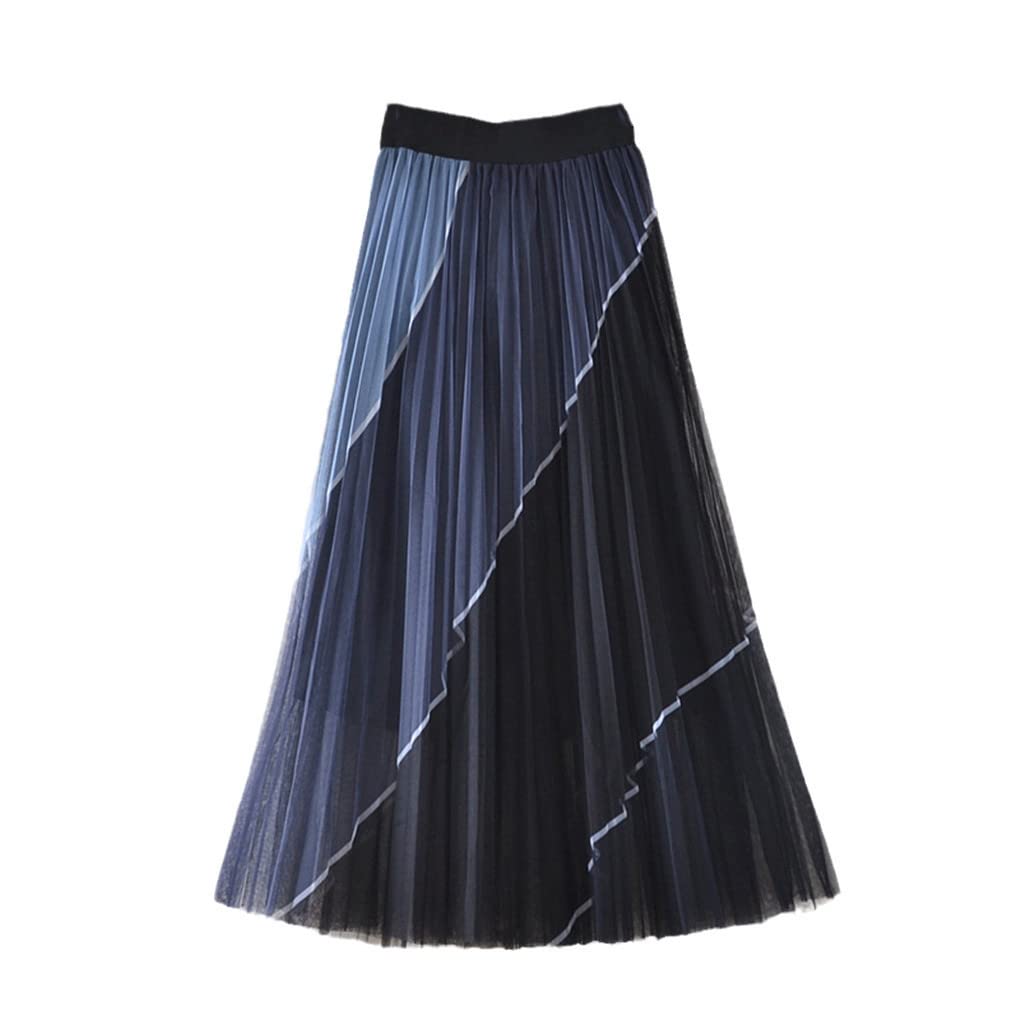 Dninmim Gonna in tulle sfumata da donna Casual a vita alta a vita alta gonna a trapezio versatile gonna in rete