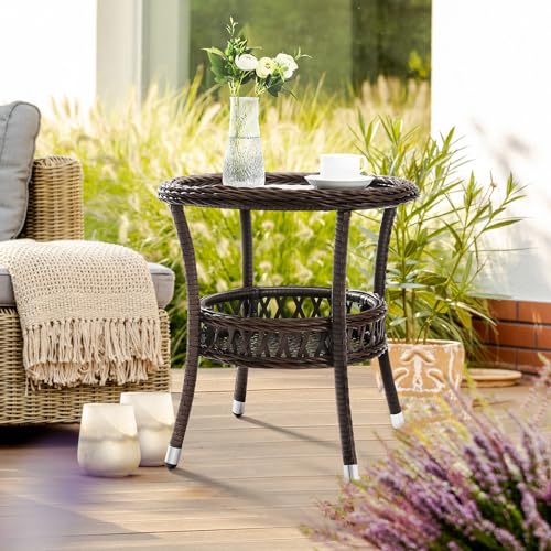 Patio Novagarden SF23510A Outdoor Side Table Patio Wicker Coffee Table Outdoor End Table Rattan Bistro Table thumb #4